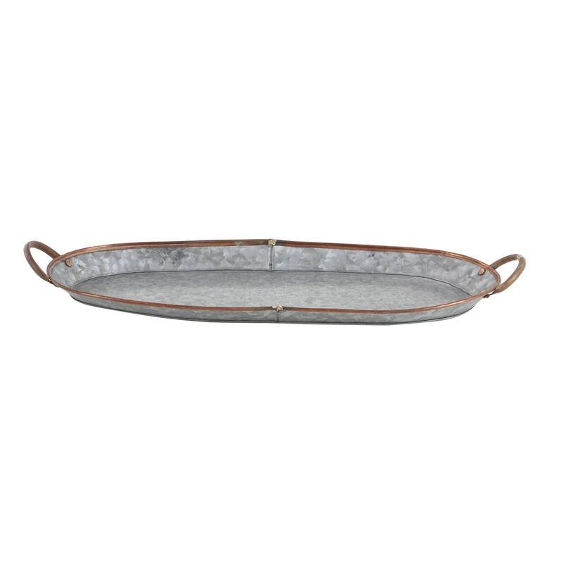 Metal Galvanized Tray - Set of 3 Gray - Roche River Decor - 10"W x 28"L x 1"H