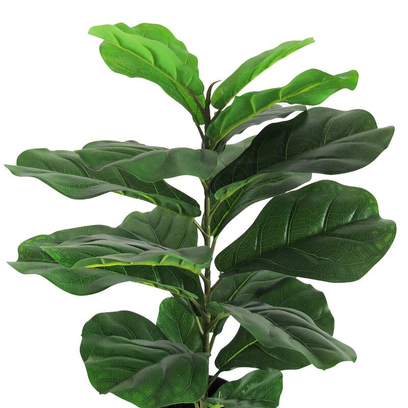 27in Real Touch Artificial Small Fiddle Leaf Fig Tree Plant in Black Pot 27" H x 19" W x 19