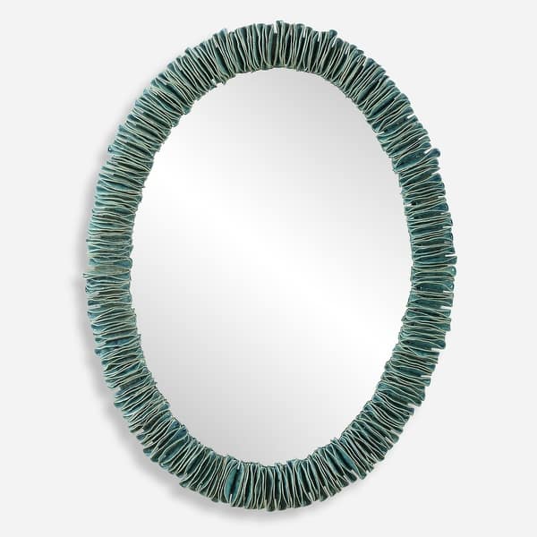 slide 2 of 5, Uttermost 08183 Bonaire 26-1/2"W x 34-1/2"H Oval Flat Accent Mirror - Blue Blue