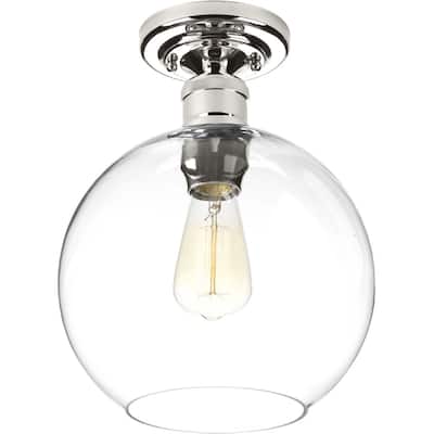 Hansford Collection 1-Light Polished Nickel Flushmount