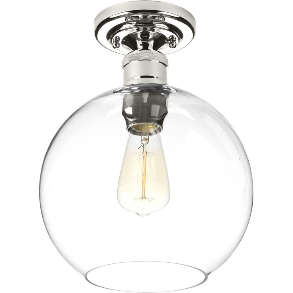 Hansford Collection 1-Light Polished Nickel Flushmount
