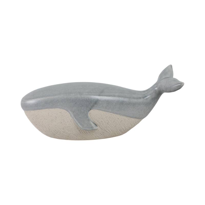 Stoneware Figurine Texture Coastal Whale Decorative Accent - 6" Blue - 14" x 6" x 6"