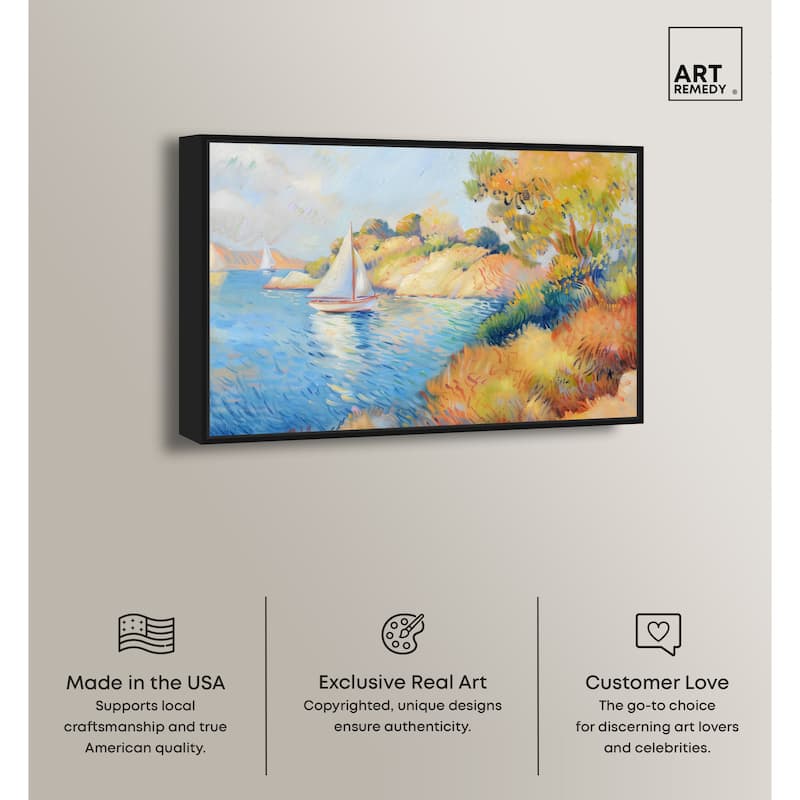Art Remedy Sail Off In The Morning Framed Impressionism 1 Piece Canvas Wall Art /Monet And Van Gogh Inspired Art