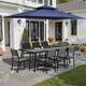 Option Grey Table with Navy Blue Umbrella
