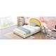 preview thumbnail 4 of 32, Twin or Full Size Upholstered PU Kids Platform Bed with Rainbow Shaped and Height-adjustbale Headboard, LED Bed Frame
