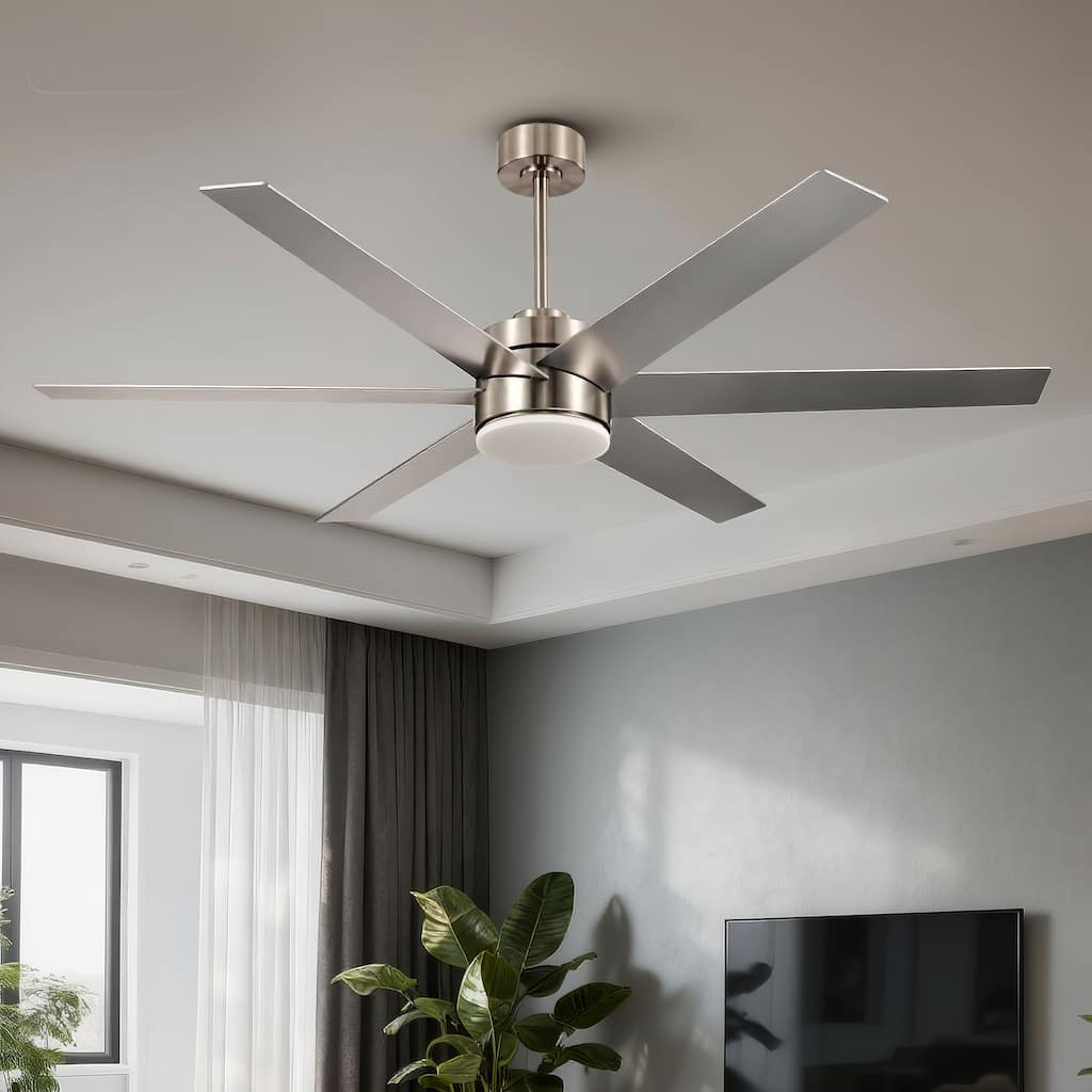 Brushed Nickel 62 in. Integrated LED 6-Speed Color Changing Indoor Ceiling Fan