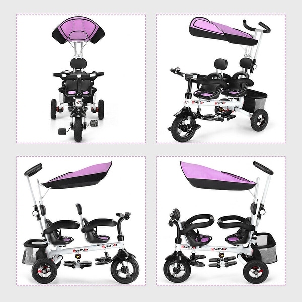 Gymax 4-In-1Twins Kids Baby Stroller Tricycle Detachable Learning