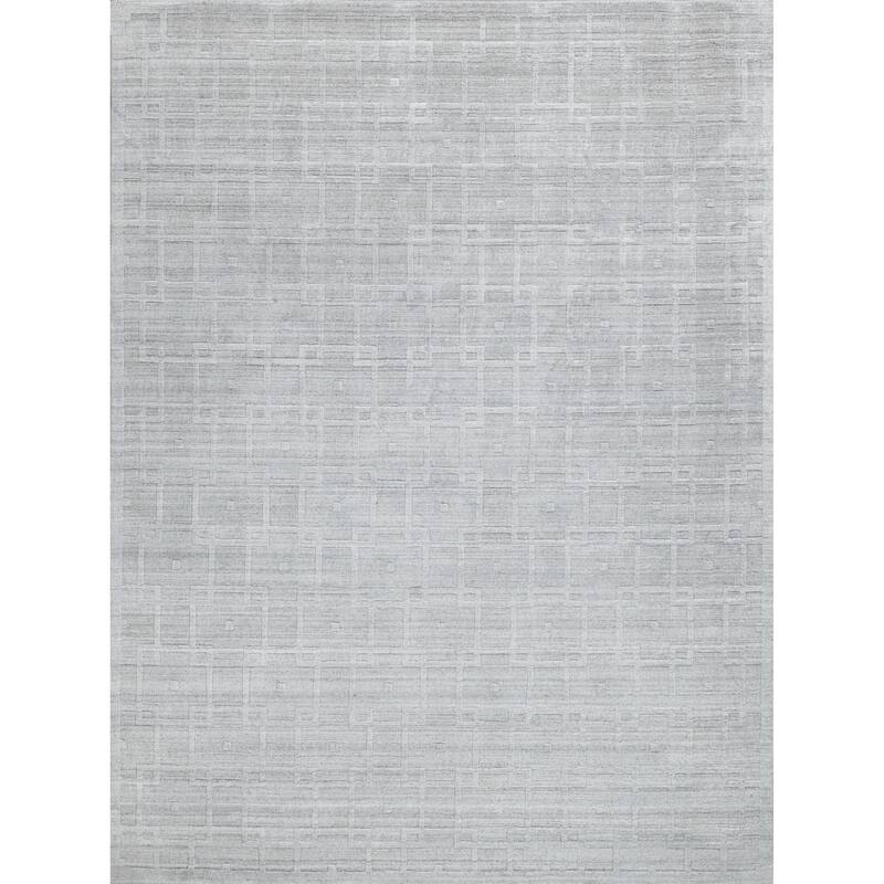 Exquisite Rugs Castelli Handmade Handloomed Bamboo Silk/New Zealand Wool Light Silver Area Rug.