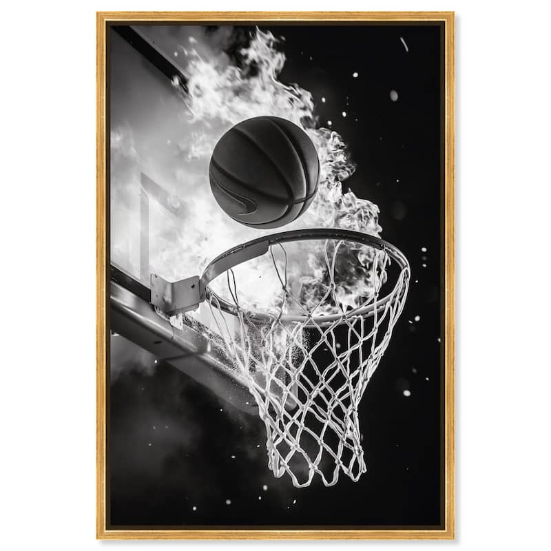Scorch Some Hoops Canvas by Art Remedy - 20" x 30" - Gold