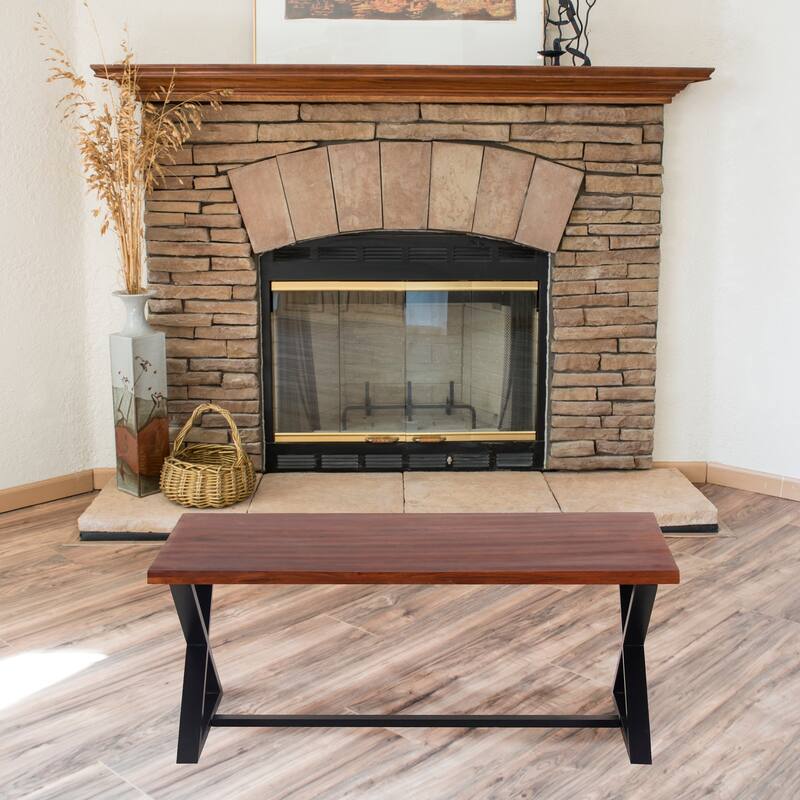 Acacia Wood Cross Leg Living Room Table Set - 46"Lx24"Wx19"H