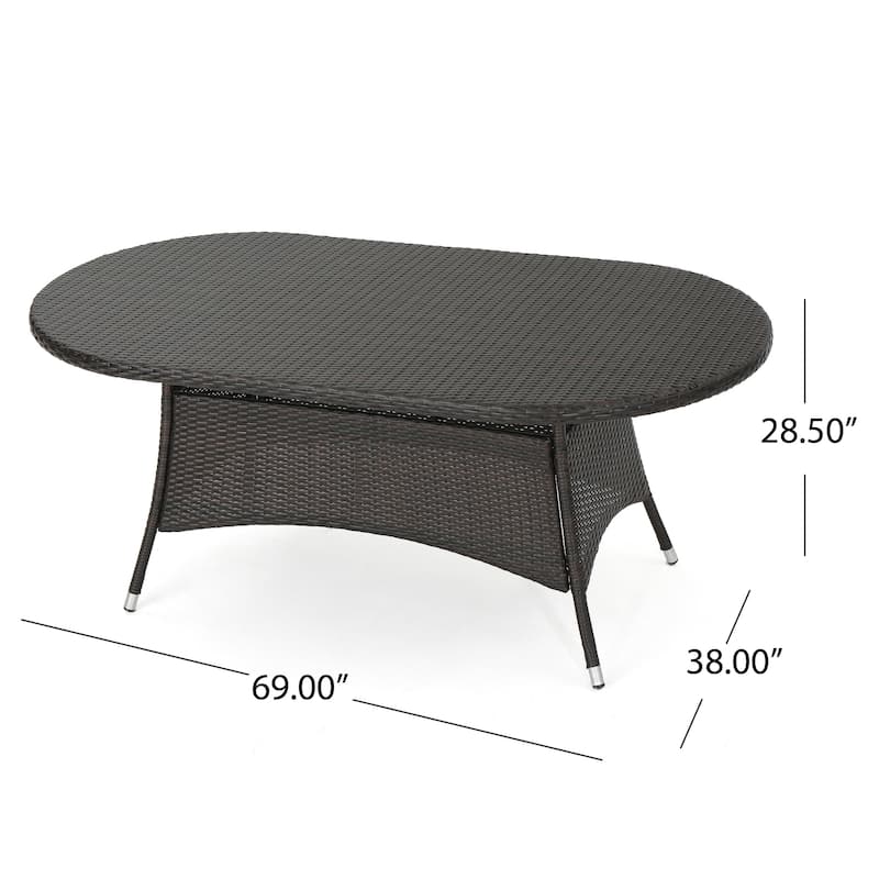 Corsica Outdoor Oval Wicker Dining Table by Christopher Knight Home