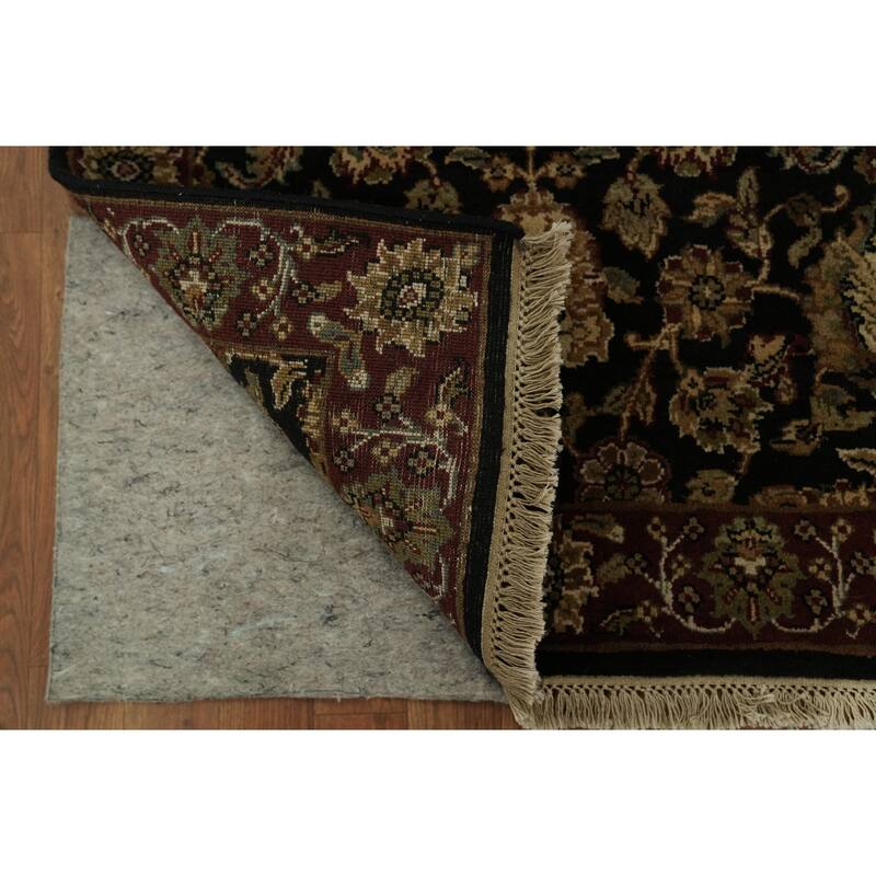 Hand Knotted Oriental 100% Wool Carpet Traditional All-Over Black Agra Runner Rug - 13' 1'' X 3' 0''