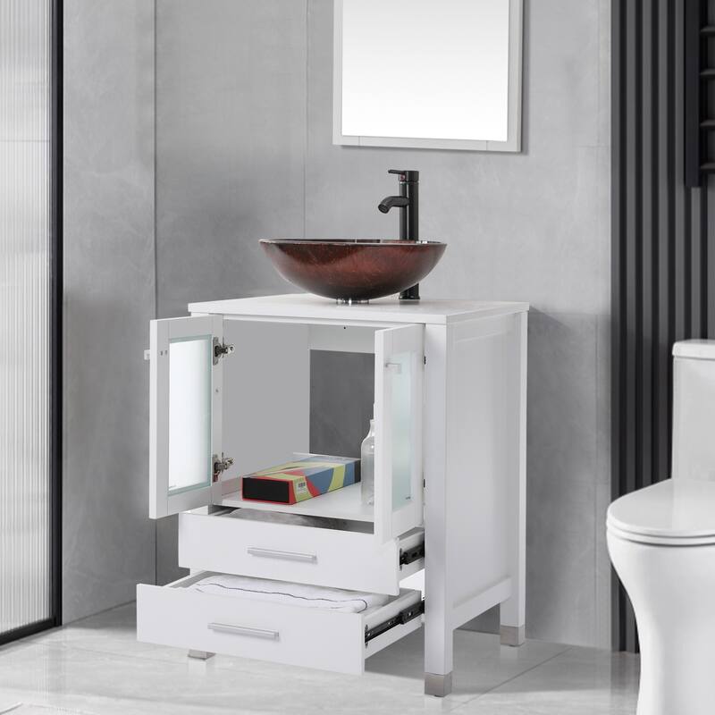 24" Bathroom Vanity with Sink Set Storage Cabinet Combo
