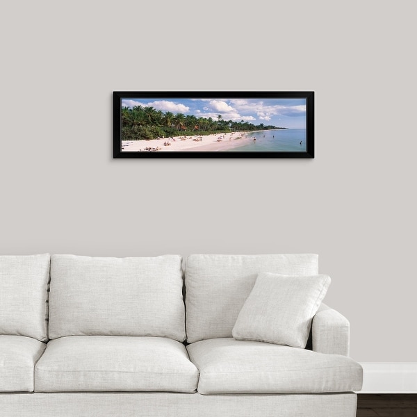 "Tourists on the beach, Naples, Gulf of Mexico, Florida" Black Framed Print