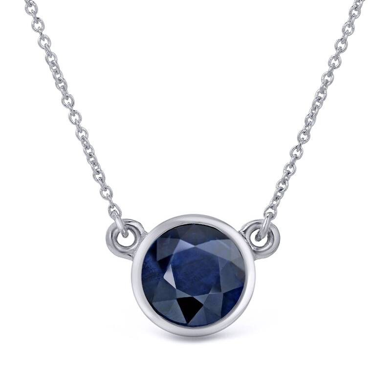 Auriya 14k Gold Bezel-set Sapphire Solitaire Necklace 1ctw - White