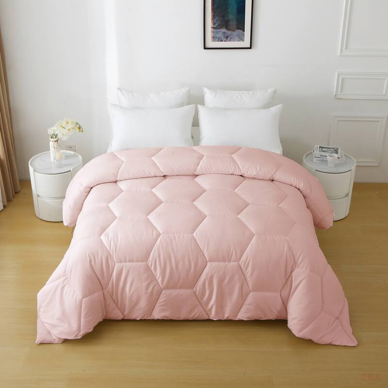 Better Style Home Oversized Microfiber Honeycomb Comforter Insert - Queen - Blush