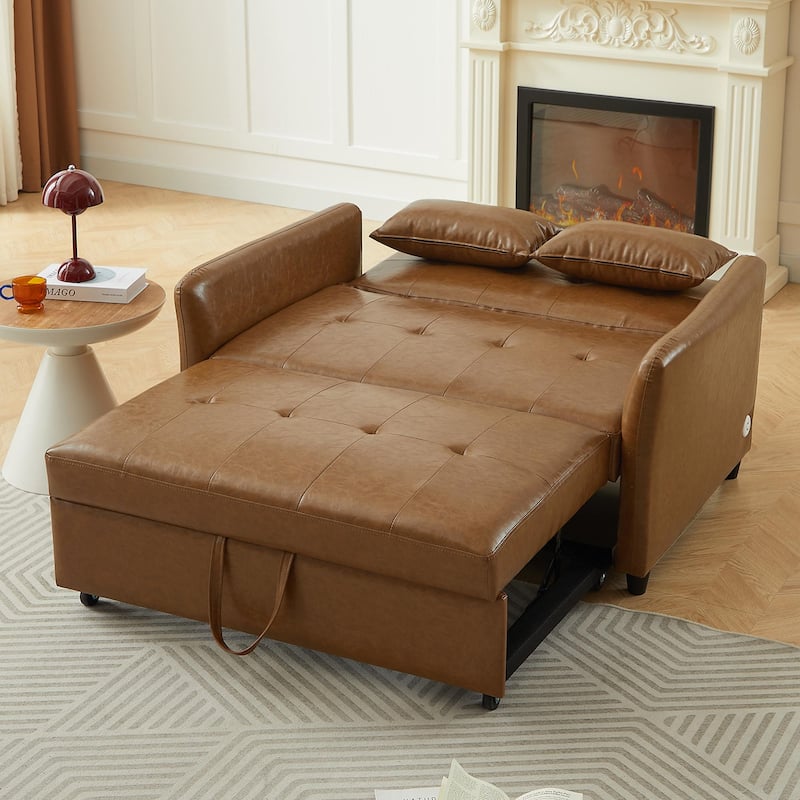 Convertible Sleeper Sofa Bed, 3-in-1 Adjustable Sofa Bed with USB Ports, Upholstered Loveseat Sofa with Armrest