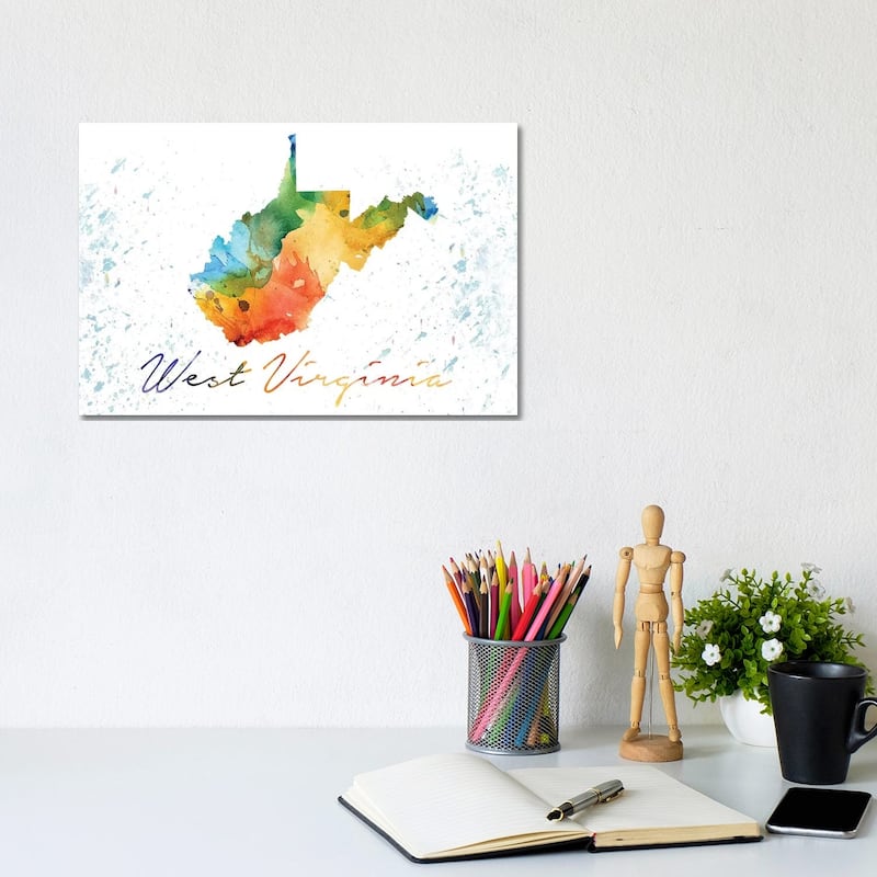 iCanvas "West Virginia State Colorful" by WallDecorAddict Canvas Print - 8x12x0.75
