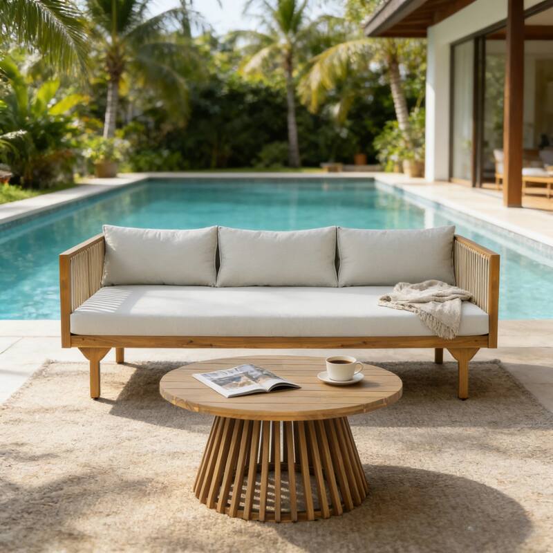 Christopher Knight Home - Acacia Wood Outdoor Patio Sofa with Rope Design