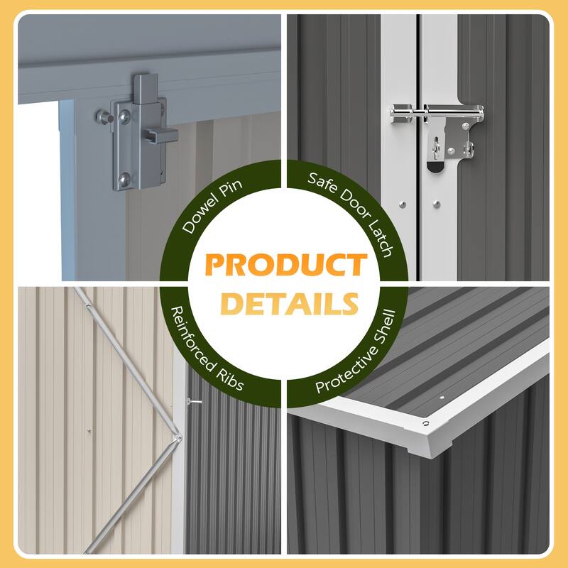 GDFStudio - Lucas All-Weather Outdoor Heavy Duty Metal Storage Shed with Robust Construction and Easy Assembly