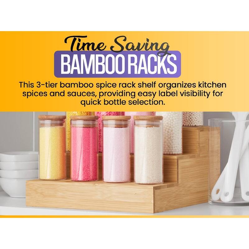 YBM HOME & KITCHEN In-Drawer Bamboo 3 Tier Spice Rack Drawer Tray - Spice Storage