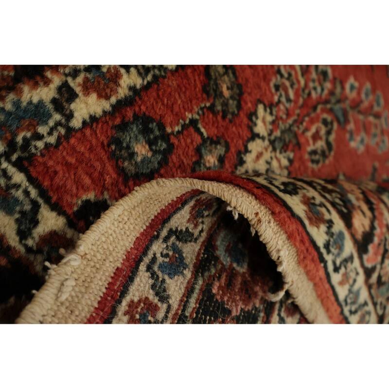 Hand Knotted Oriental 100% Wool Carpet Traditional Floral Oranges & Rust Hamedan Runner Rug - 17' 9'' X 2' 9''