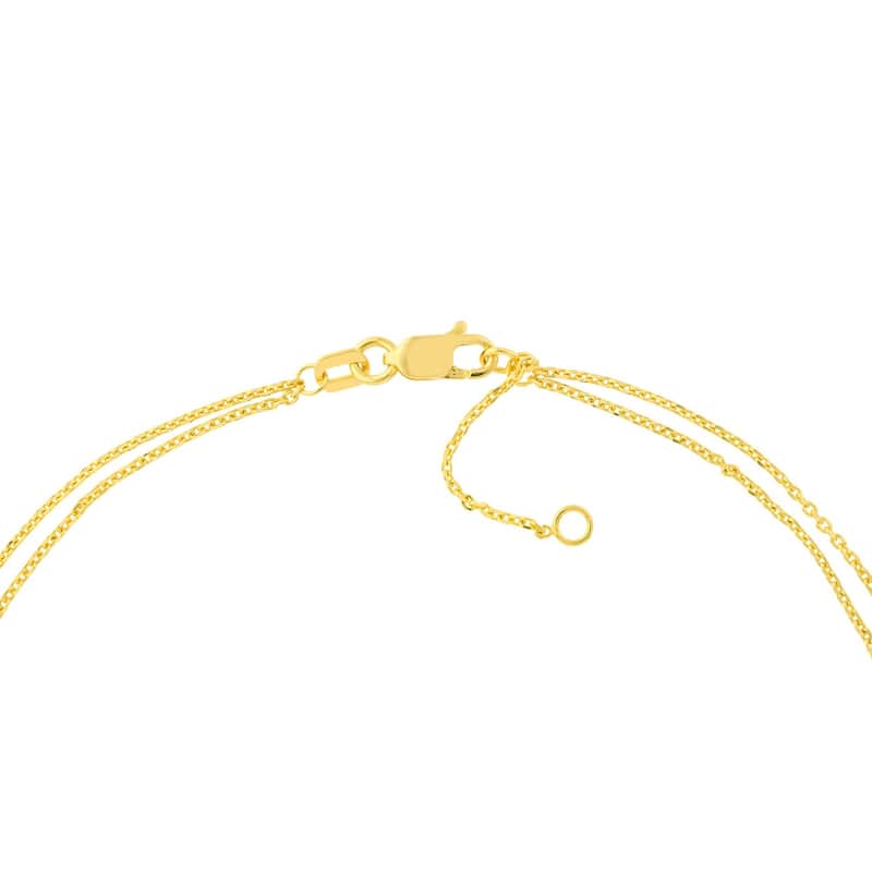 Curata 14k Yellow Gold 10" 3 Diamond 0.05 Dwt Double Strand Adjustable Anklet