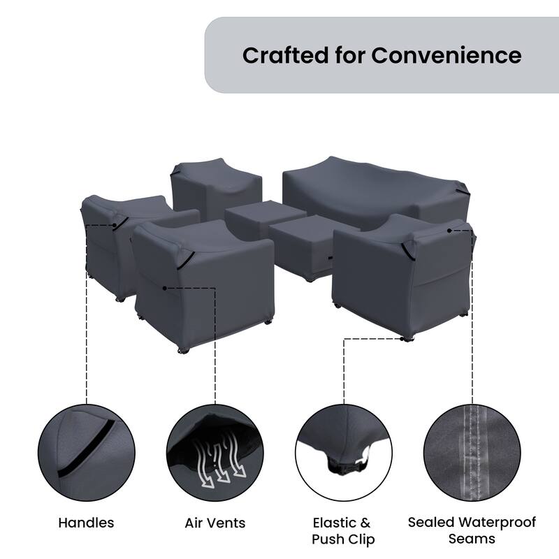 Forever Patio Outdoor Seating Group Furniture Cover Set ( Set of 7 ) - 33 x 76 x 30