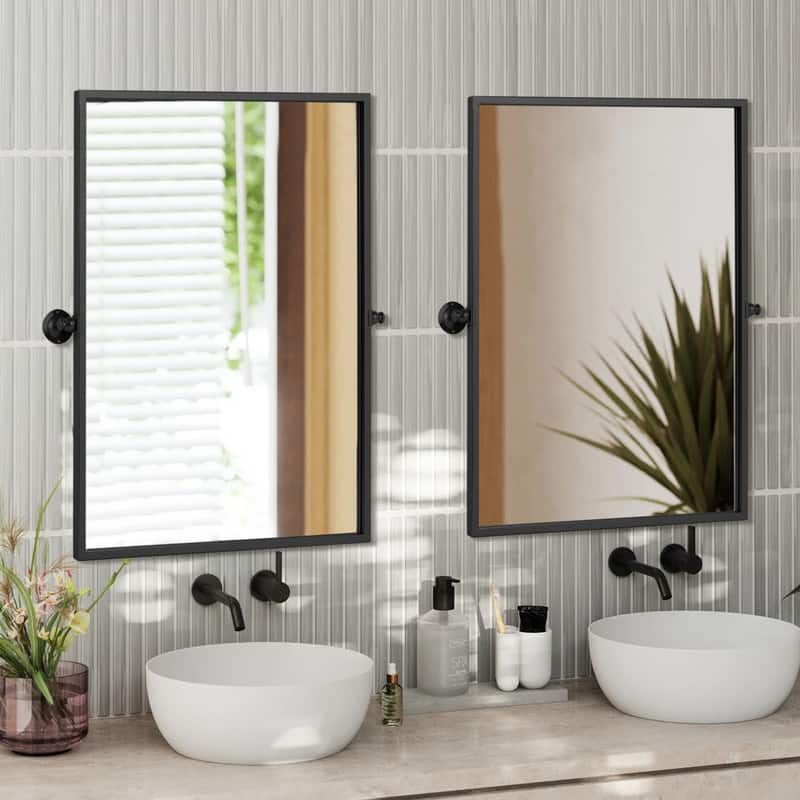 Rectangular Metal Framed Pivoted Bathroom Wall Vanity Mirror Adjustable Wall-Mounted For Modern Wall Decor