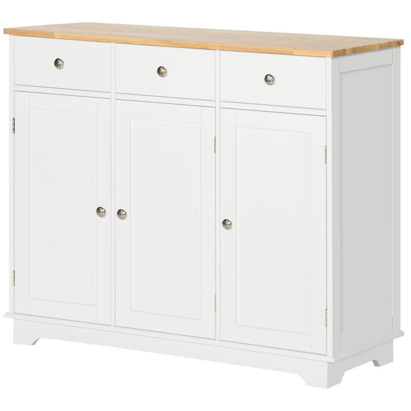 Buffet Cabinet Coffee Bar Cabinet with Wood Countertop, Kitchen Storage Cabinet with Adjustable Shelves