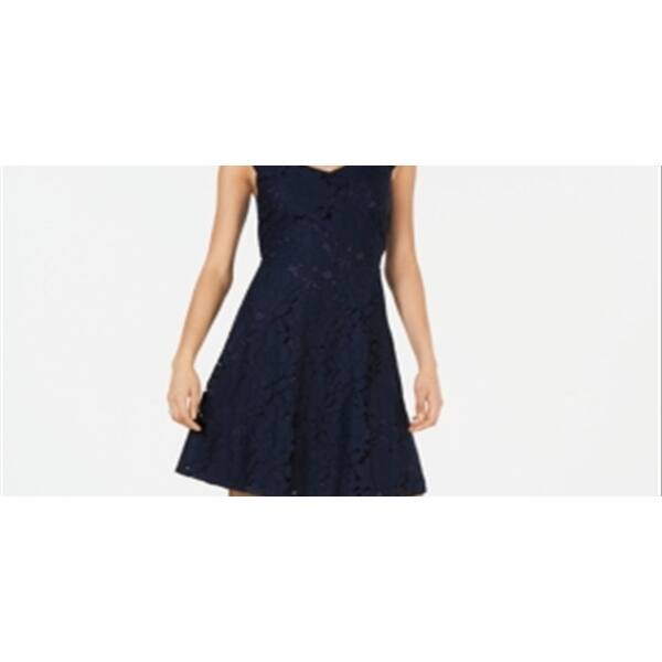 slim fit dress slacks Petite Medium 1950s Slate Blue Crochet Trim Fit & Flare Dress main image 0