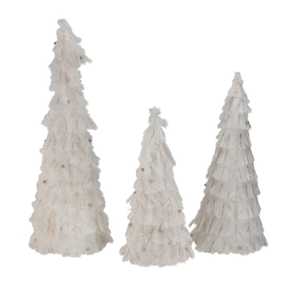 Shop Set Of 3 Nature S Luxury Blush Feather Cone Tree Christmas