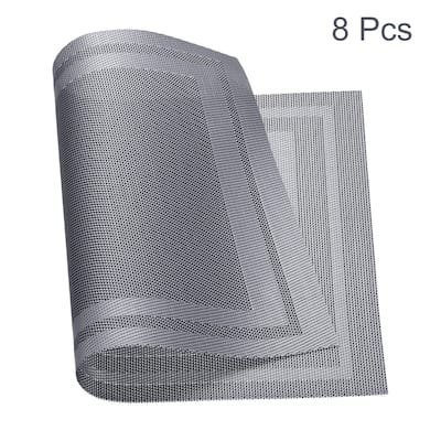 Place Mats 450x300mm 8pcs PVC Table Washable Woven Placemat, Gray