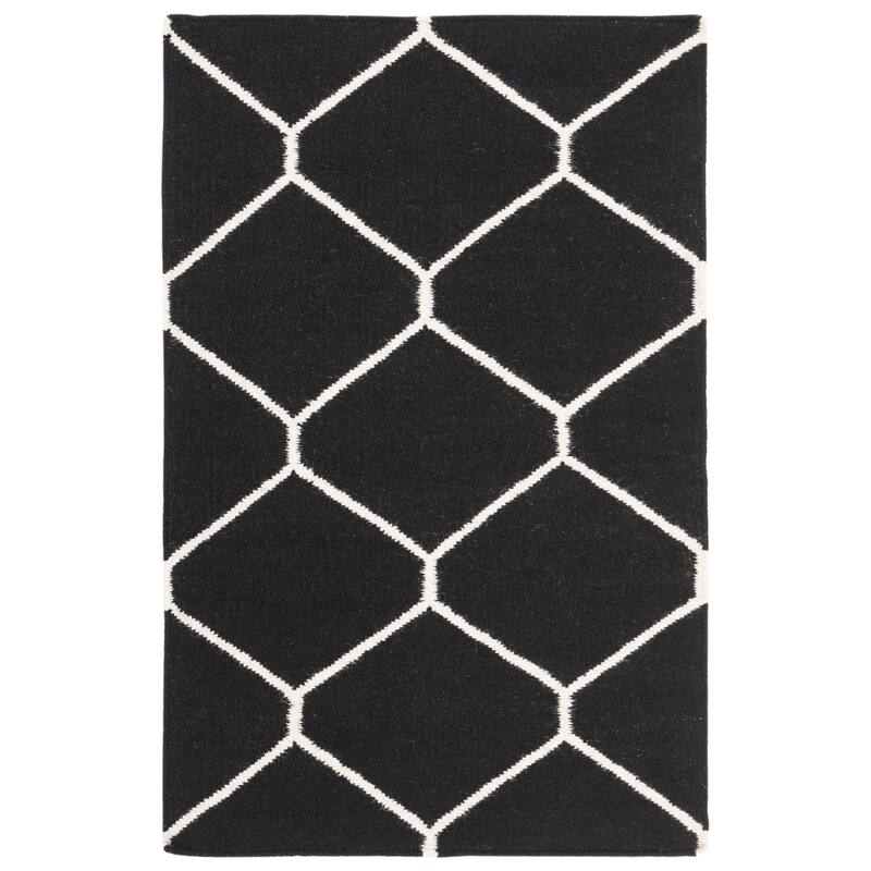 SAFAVIEH Handmade Flatweave Dhurries Walty Modern Moroccan Wool Rug - 2'6" x 4' - Black/Ivory