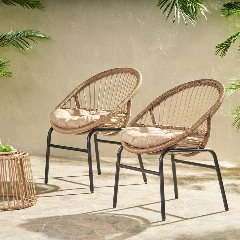 Outdoor Chair with Water-Resistant Cushions Set of 2