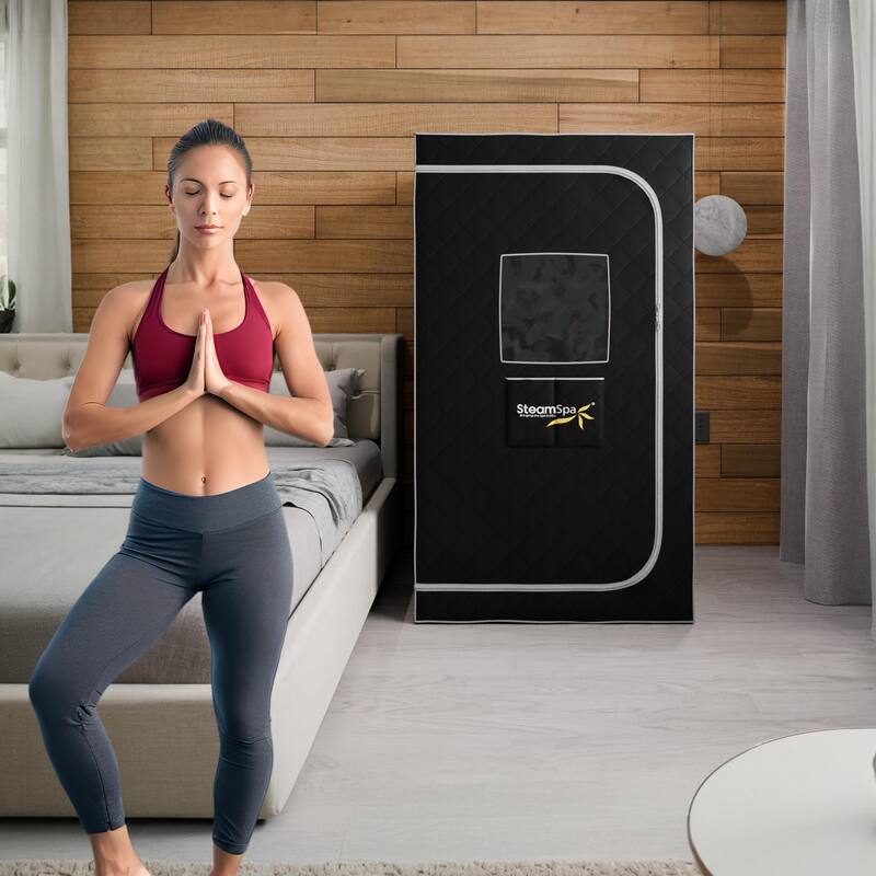 SteamSpa Portable 1-Person 900 Watt Home Steam Sauna with Digital Controller, Black