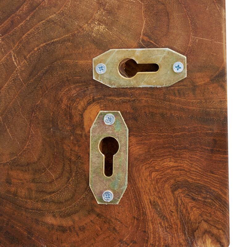 Brown Teak Wood Handmade Live Edge Wood Slab Abstract Home Wall Decor (Set of 6)