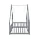 preview thumbnail 9 of 16, Wood House-Shaped Twin Floor House Bed with Fence,Guardrails,Kids and Baby