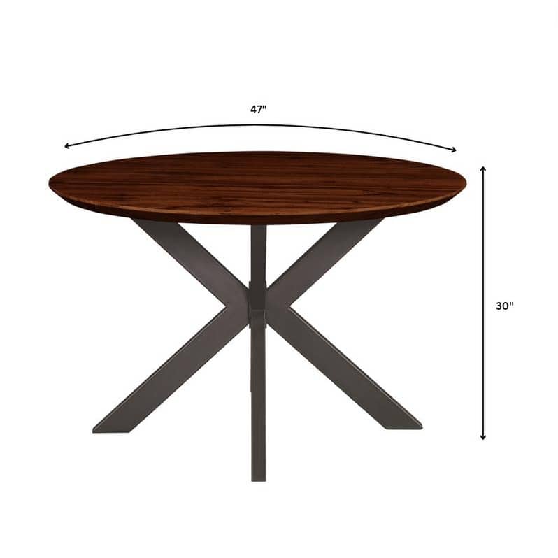 Ravenna 47" Modern Solid Wood Round Top Dining Table With X-Shape Powder Coated Metal Legs for Dining Room & Kitchen