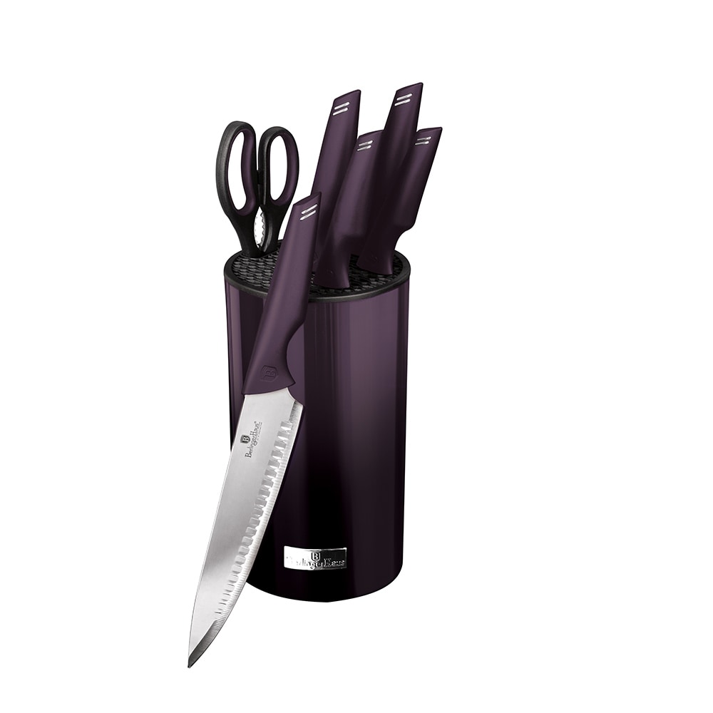 10 Piece Purple Ginsu Knife Set - Black Block