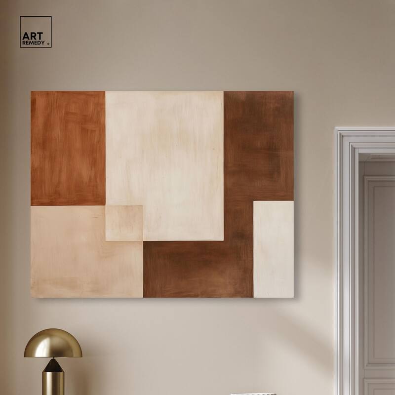 Cream and Brown Panels IV Canvas by Art Remedy, Gallery Wrapped