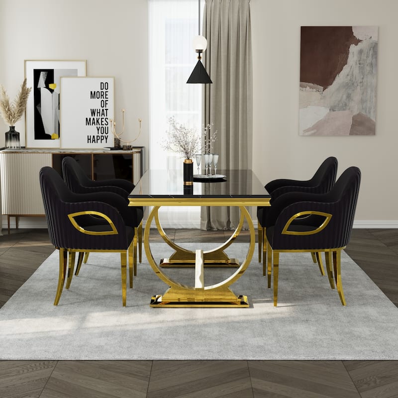Dining Table Set with Arm Dining Chairs