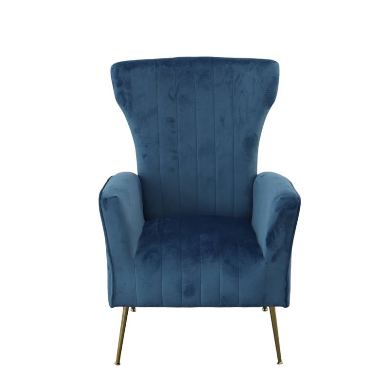 Velvet Upholstered Wingback Armchair - 41.25" - Navy Blue
