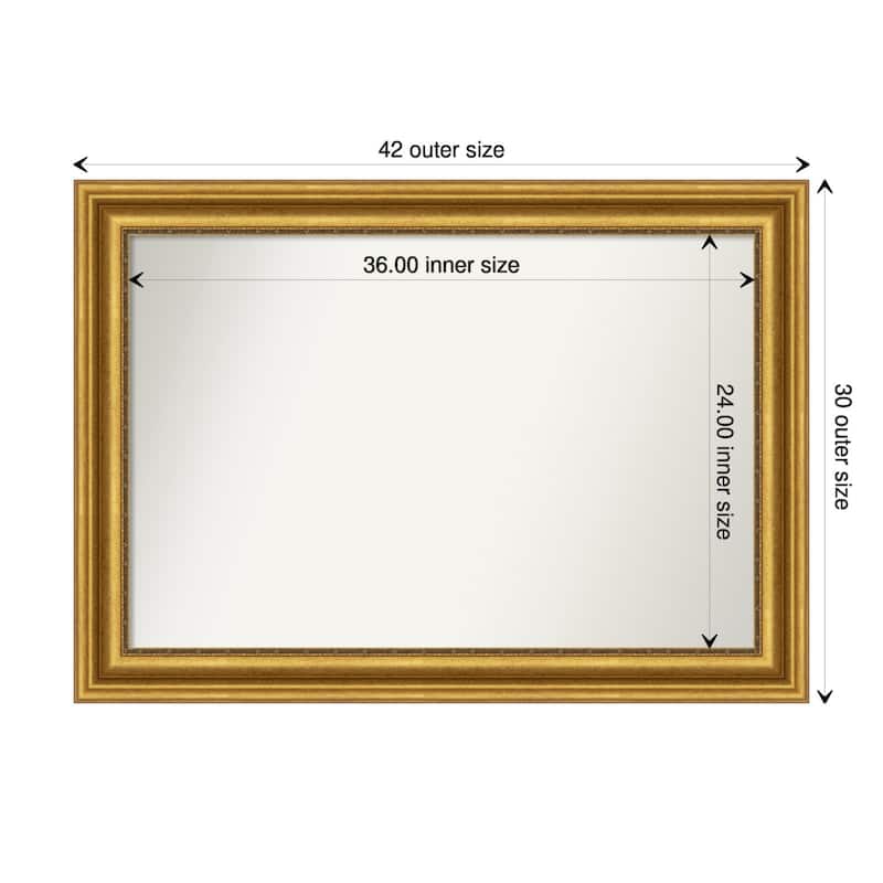 Non-Beveled Bathroom Wall Mirror - Parlor Gold Frame - 42 x 30 in - Parlor Gold