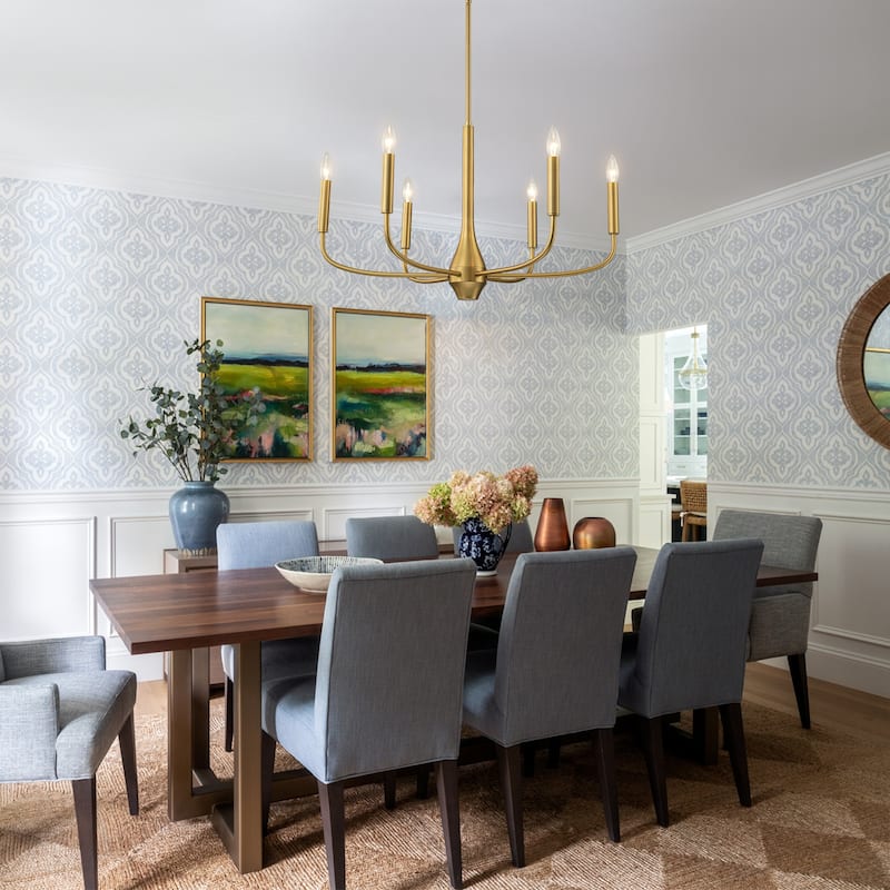 Mid-century Modern 6-Light Gold Candelabra Chandelier for Living/ Dining Room