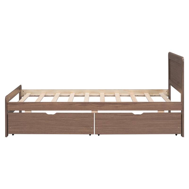 Modern Design Twin Size Platform Bed Frame with 2 Drawers