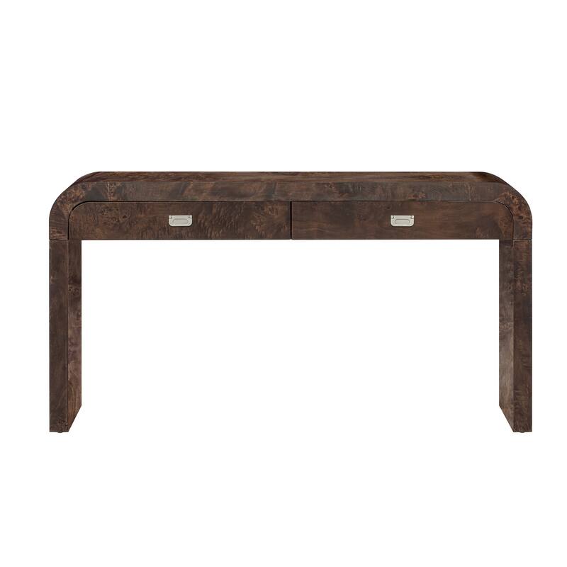 60"Wooden Entryway Console Table with 2 Large Drawers and Metal Handle