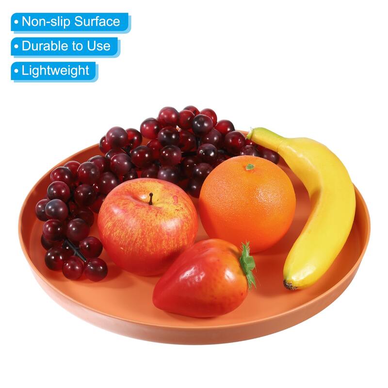 11.5" x 1" Round Restaurant Serving Trays, 2 Pack Food Service Tray, Orange