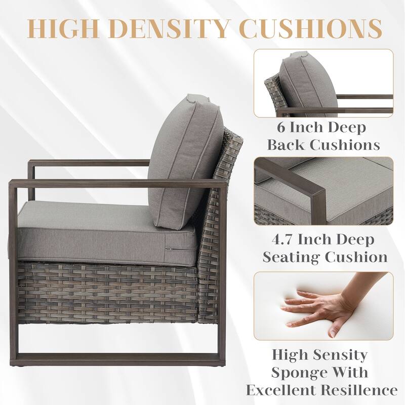Gymojoy Outdoor Sofa Patio Chair with Ottoman Funiture