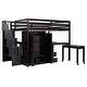 preview thumbnail 97 of 110, Twin/Full Size Loft Bed with Storage Staircase, Wardrobe and Desk, Solid Wood Loft Bedframe with 2 Storage Drawers and Shelves